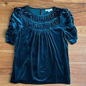 LOFT Deep Teal/ Jade Velvet Blouse